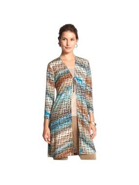 Chico's Travelers Mirrored Chevron Tie-Front Duster, Women's Size 2 (L)